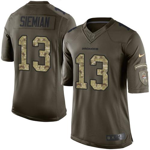 Nike Broncos #13 Trevor Siemian Green Men's Stitched NFL Limited Salute To Service Jersey - Click Image to Close
